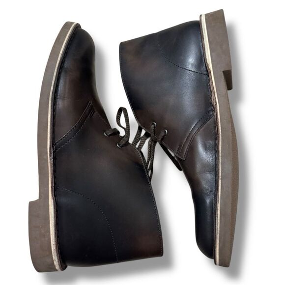 Clarks Shepton Chukka Boots 9.5 Leather Minimal Smart Casual Classic Style main image 4